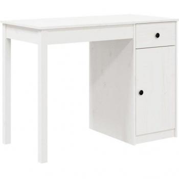 Escritorio de madera maciza de pino blanco 100x50x75 cm