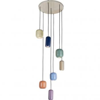 Lámpara colgante Narion de Lucande, redonda, 7 luces, colorida, metal