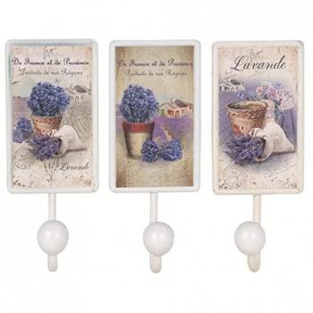 Percha Lavanda Adorno Pared Pack 3 Unidades - Percheros Lila 18x6x7 cm