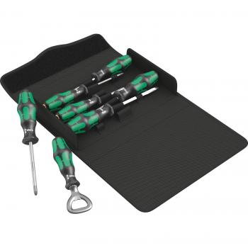 Juego de destornillador caja textil Kraftform 300/7 Set 3 - Wera, incluye 7 destornilladores con puntas Phillips, Pozidriv, Ranurada y Torx