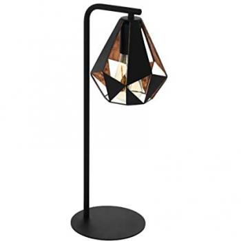 Lámpara de Sobremesa Vintage Carlton 4, 1 Luz E27, Negro-Cobre, Interruptor Incluido