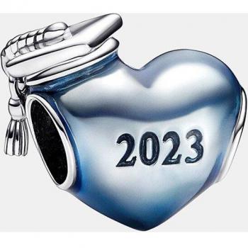 Charm en plata de ley Corazón Azul Graduación 2023 Pandora 792590C01