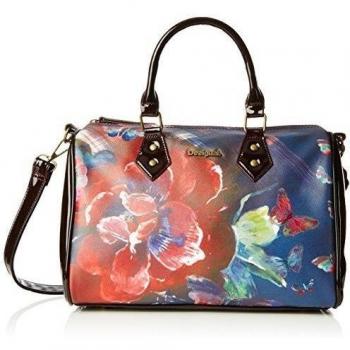 Desigual BOLS_BOWLING PAPILLON - Bolso de mano de material sintético mujer, color rojo, talla 31x26x14 cm