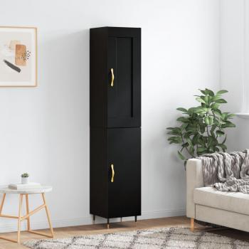 Aparador negro de madera multicapa 34,5x34x180 cm