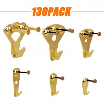WinArrow - Perchas de Imagen, Ganchos Versátiles Metal para Cuadros Juego para Colgar Cuadros de Trabajo Pesado con Clavos para Accesorios de Montaje en Pared 10-100 LB Oro