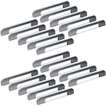 Emuca 9163162 Tirador para Mueble, Anodizado Mate, 160mm, Set de 20 Piezas