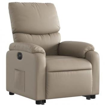Sillón elevable eléctrico de cuero artificial capuchino con respaldo, reposabrazos y asiento ajustable, color marrón