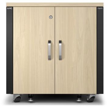 Armario rack 12U APC AR4012A - Estante independiente para servidores y equipos de red, color negro y madera de arce