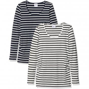 Mamalicious Mllea Organic Y/D L/S Top 2Pack, Umstandslangarmshirt para Mujer, Multicolor