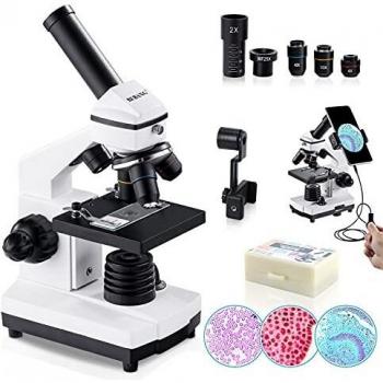 BEBANG 100X-2000X Microscopio para Niños Estudiantes Adultos, con Juego de portaobjetos para microscopio, Profesional microscopios para Escuela Laboratorio Hogar Biológico Enducación