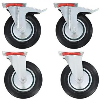 Ruedas giratorias 4 unidades 200 mm resistentes silenciosas duraderas suaves útiles para transporte y manipulación de materiales en almacenes y artículos industriales
