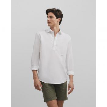 Camisa polo blanca de algodón para hombre con cuello clásico