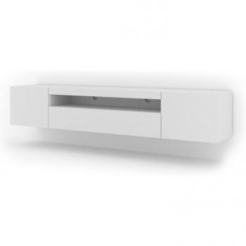 Mueble para TV efecto madera Blanco LED con características de 200 cm de longitud, acabado en blanco mate y sistema de iluminación LED