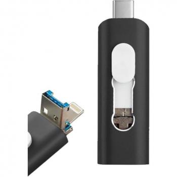 Pen Drive USB 32GB Cool 3 en 1 Lightning / Tipo-C / Micro-USB Negro