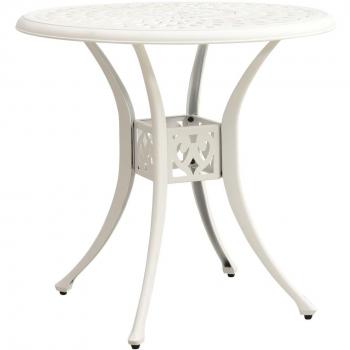 Mesa de jardín de aluminio fundido a presión blanca 78x78x72 cm