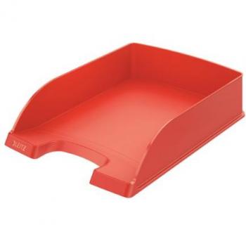 Organizador de Escritorio Leitz Plus A4 - Bandeja para Documentos Apilable, Poliestireno, Color Rojo Claro