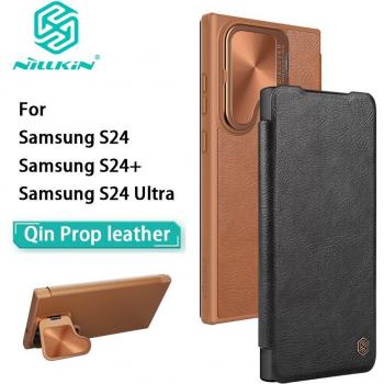 Nillkin Qin Prop Leather Phone Case with Camera Protection for Samsung Galaxy S24 Ultra Plus