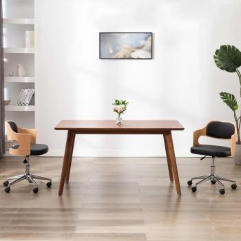 Silla de Oficina Giratoria Madera/Cuero Sintético Negro