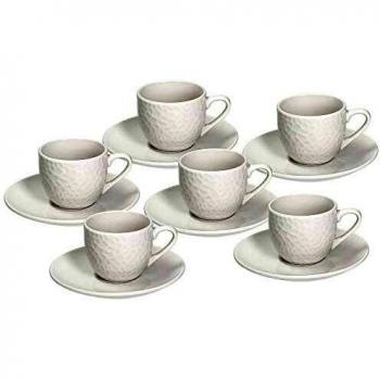 Set de 6 tazas de café con plato en porcelana blanca Golf