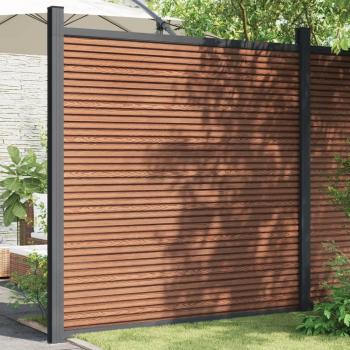 Panel de valla WPC 173x186 cm Color Gris y Marrón, ideal para plantas y animales, múltiples usos como malla para ventilación, seguridad, ventana y jardín