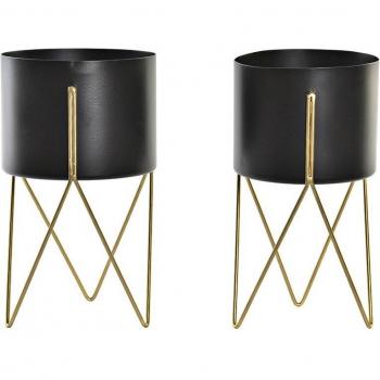 Set de Maceteros Metálicos Negro 20x20x32 cm