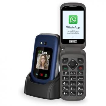 Teléfono Senior SAIET Link 4+ 4G Azul - Smartphone para Ancianos con Teclas y Letras Grandes, WhatsApp y Botón SOS