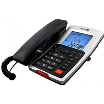 Teléfono Fijo Maxcom KXT709, Manos Libres. LCD retroiluminado, Color Negro/Plata