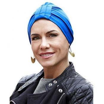 Belle Turban, Turbante para Mujer, Modelo Safir, Color Azul, Talla única, Elegante Gorro Oncológico, Hecho en Tejido de Bambú, Suave y Transpirable, No Irrita, Fabricado en España