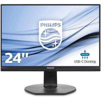 Monitor Philips 241B7QUPEB/00 de 23.8 Pulgadas, Resolución Full HD, Tecnología WLED, Contraste 1000:1, Tiempo de Respuesta 5 ms y Puerto USB - Color Negro