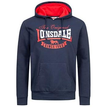 Lonsdale Stotfield Men's Regular Fit Hoodie - Navy/Red/White, 2XL