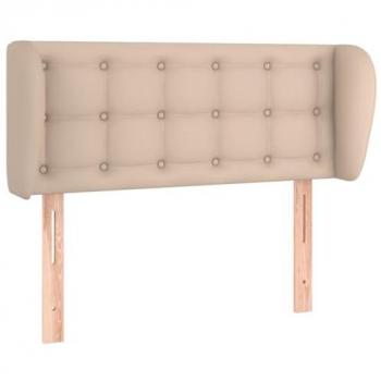 Cabecero de Cama Adulto con Orejas en Cuero Sintético Color Capuchino 83x23x78/88 cm