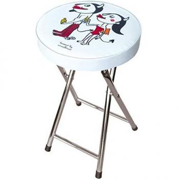 Laroom Taburete, Acero Inoxidable Legs y PlyMadera-PVC Cushion, Blanco