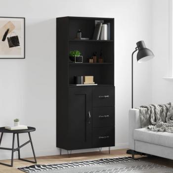 Aparador alto de madera contrachapada negro 69,5x34x180 cm vidaXL