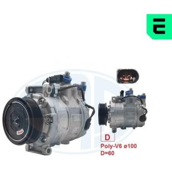 Compresor de Aire Acondicionado ERA 670008 para Audi y Seat, 12V