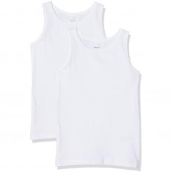 NAME IT Nmftank Top 2p Solid Bright White, Camiseta sin Mangas para Bebés, Blanco