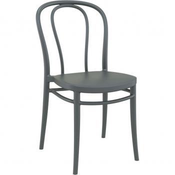 Victor Polypropylene Indoor and Outdoor Side Chair - Dark Grey