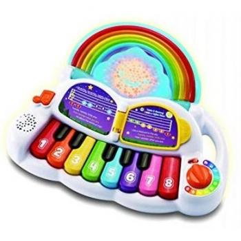 Cefa Toys- Piano Arco Iris,Juguete Musical, Color Blanco y Arcoiris .Apto para Bebes para niños a Partir