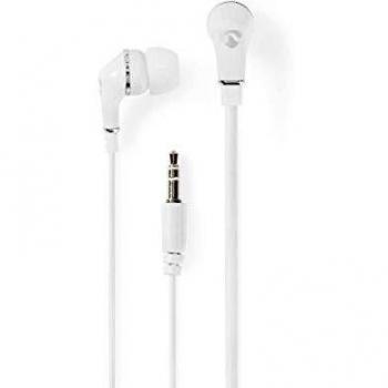 Nedis HPWD1002WT Auriculares con Cable | Cable Plano de 1,20 m | Intrauditivos | Blanco
