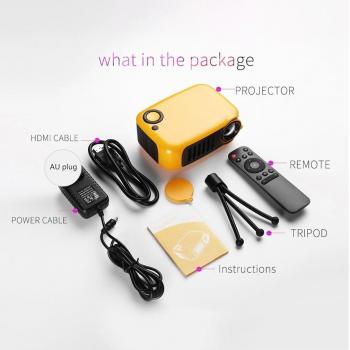Mini proyector LED portátil A2000 con USB, VGA, HDMI y AV para entretenimiento en casa y fiestas, incluye control remoto