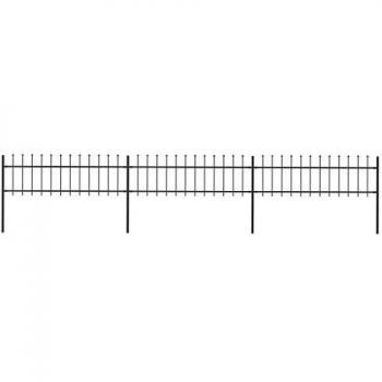 Black Steel Garden Fence with Spear Top 5.1x0.6m