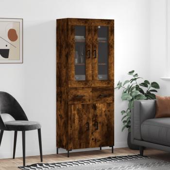 Aparador Alto de Madera Contrachapada Roble Ahumado 69,5x34x180 cm