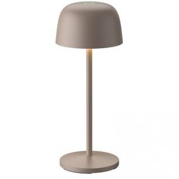 Lámpara de mesa LED recargable Arietty, beige, aluminio, Ø 10,5 cm con dimmer táctil