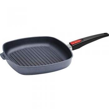 Sartén Grill Cuadrada Woll Diamond Lite 28x28 cm, Inducción, Aluminio Fundido, Antiadherente, con Mango Desmontable