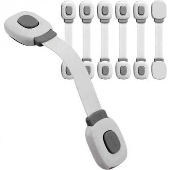 BillyBath Seguridad Puertas Niños 6pcs, Cierre Seguridad Cajones Bebe Protector Cierres Para Armarios, Wc, Cocinas, Puertas Y Ventanas, Nevera, Proteccion Bebes Casa, Gris