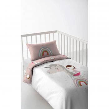 Haciendo el Indio S2802453 Funda Nórdica para Cuna Unicorn Blanco, Tamaño Cuna de 80, 115 X 145 + 20 Cm