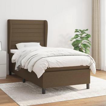 Cama box spring suave con colchón marrón oscuro 80x200 cm Tela