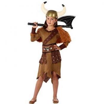 Atosa-61486 Atosa-61486-Disfraz Vikinga-Infantil Niña, Color marrón, 3 a 4 años