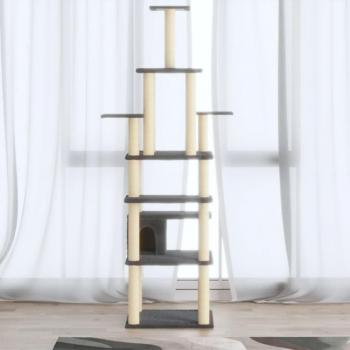 Rascador para gatos Day and Night de 183 cm con postes de sisal gris oscuro