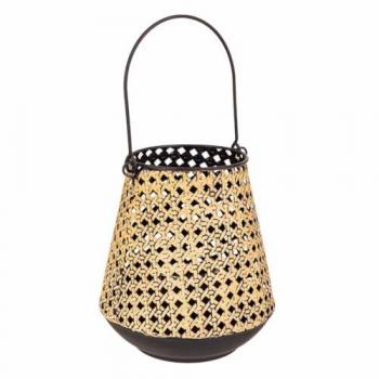 Portavelas Elegante de Metal Dorado 17.5x17.5x19 cm - Decorativo y Chic