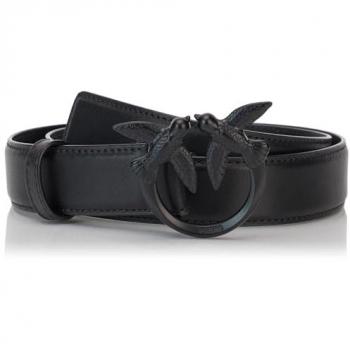 Pinko Women's Love Berry H3 Black Leather Belt Size XS